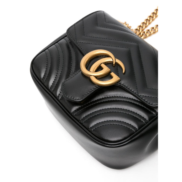 NEW! GUCCI BLACK LEATHER GOLD MARMONT CROSSBODY SHOULDER BAG AUTHENTIC! - Picture 7 of 10